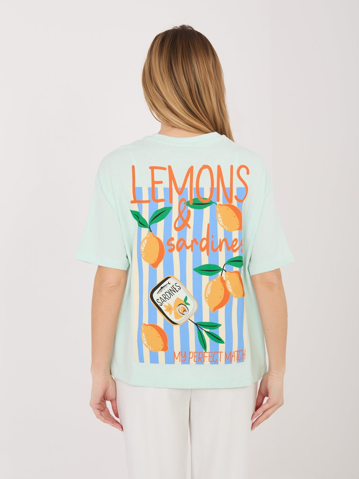Menta / XS T-shirt in 100% Cotone con Stampa Grafica