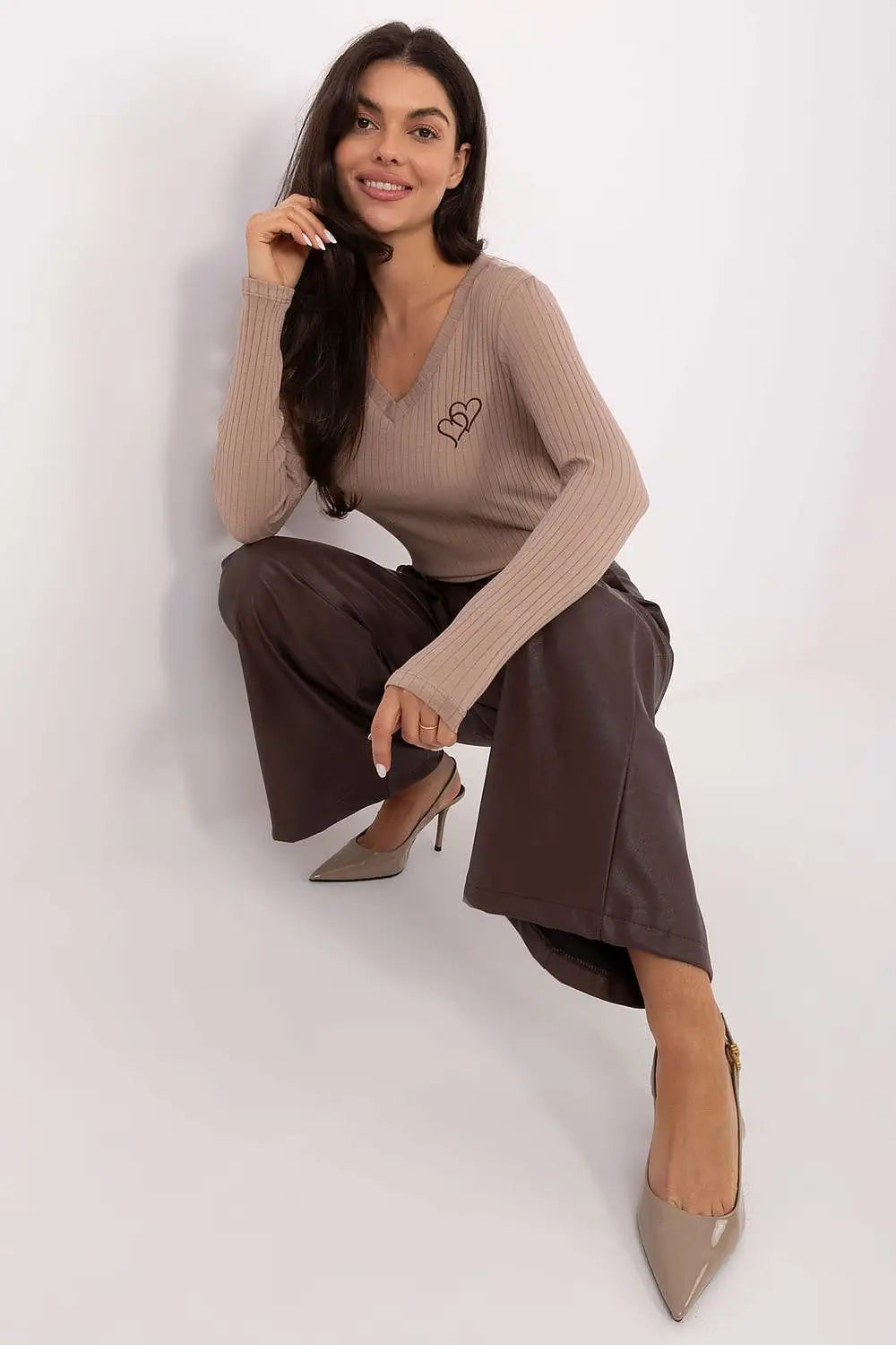 T-shirt a coste in cotone elasticizzato - 220865