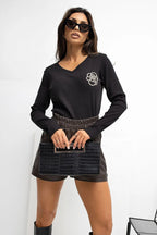 T-shirt a V in cotone - 221541