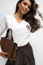 T-shirt a V in cotone - 221541