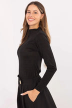 T-shirt basic a collo alto e maniche lunghe - 219371