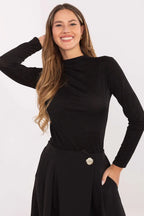 T-shirt basic a collo alto e maniche lunghe - 219371