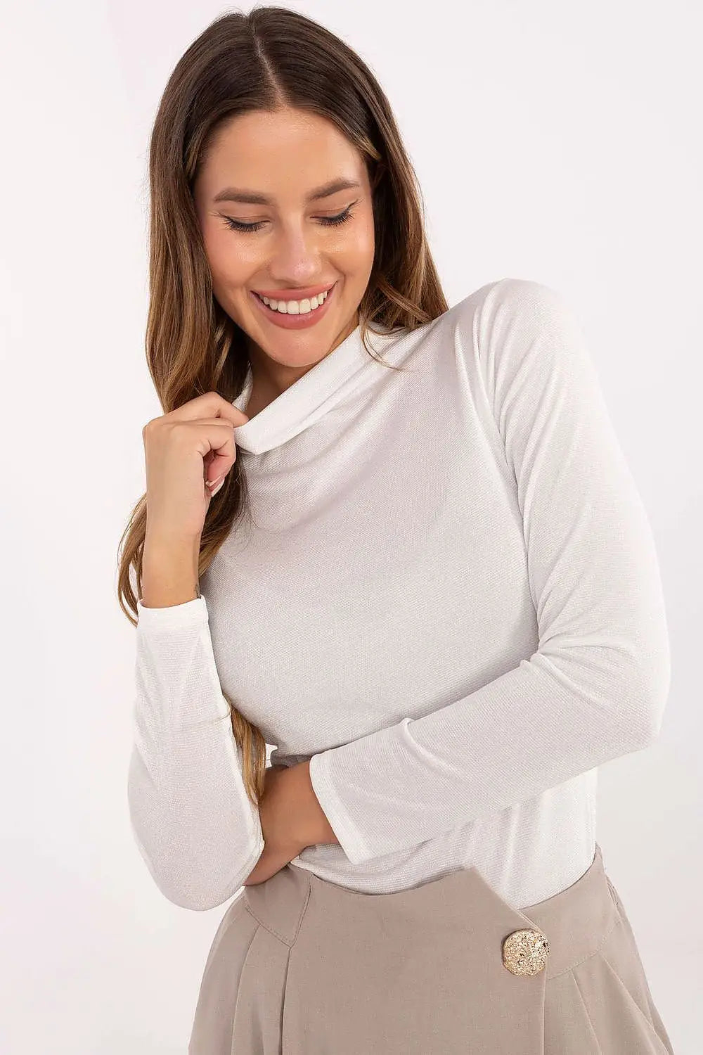 T-shirt basic a collo alto e maniche lunghe - 219371