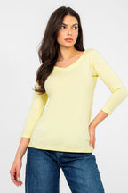 Giallo / S/M T-shirt basic dal taglio aderente in cotone