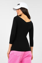 T-shirt basic dal taglio aderente in cotone elasticizzato
