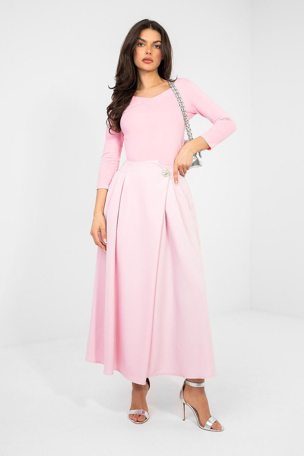 Rosa / S/M T-shirt basic dal taglio aderente in cotone