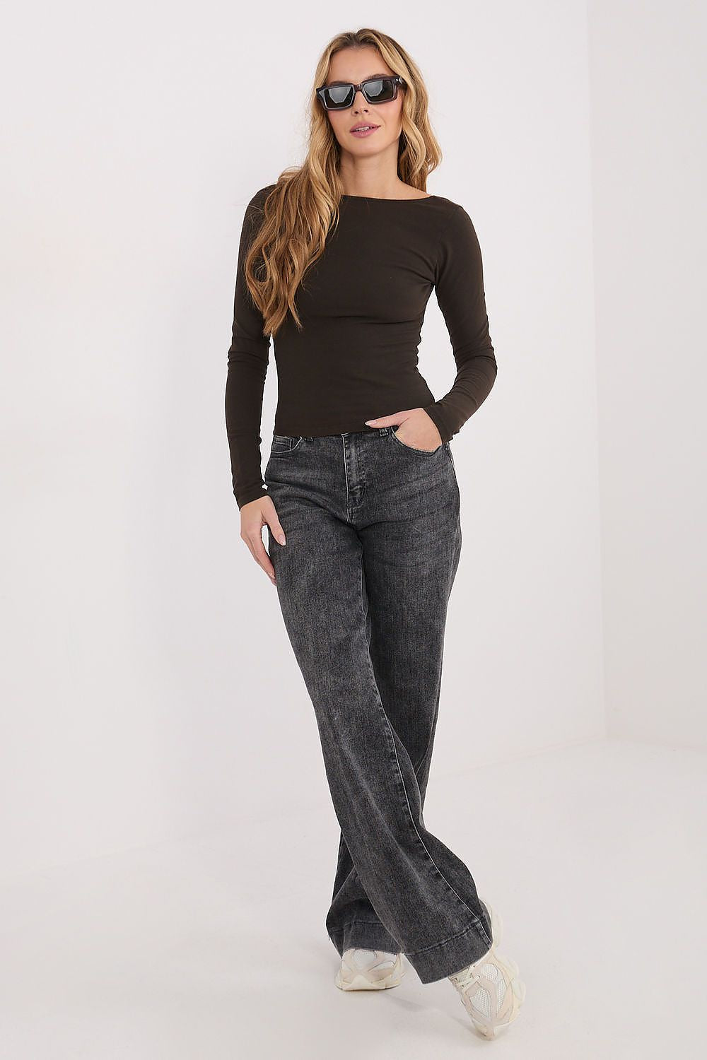 T-shirt basic a manica lunga scollo barca - 224683