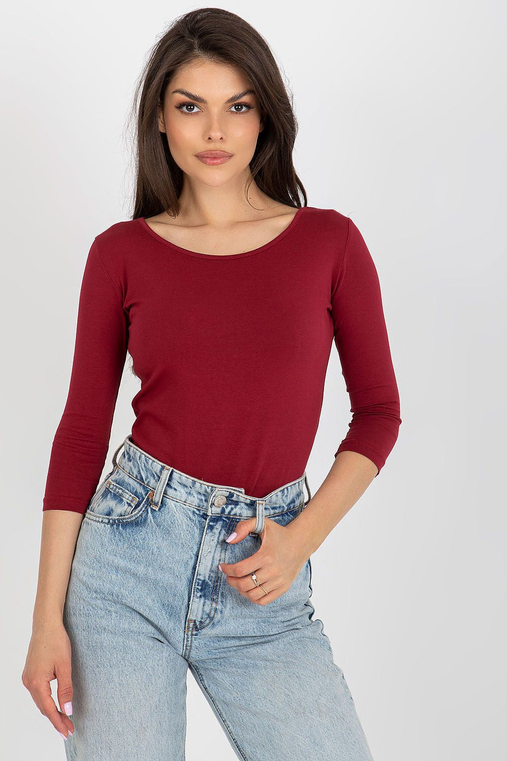 Rosso / XS T-shirt in cotone manica 3/4 - 162856