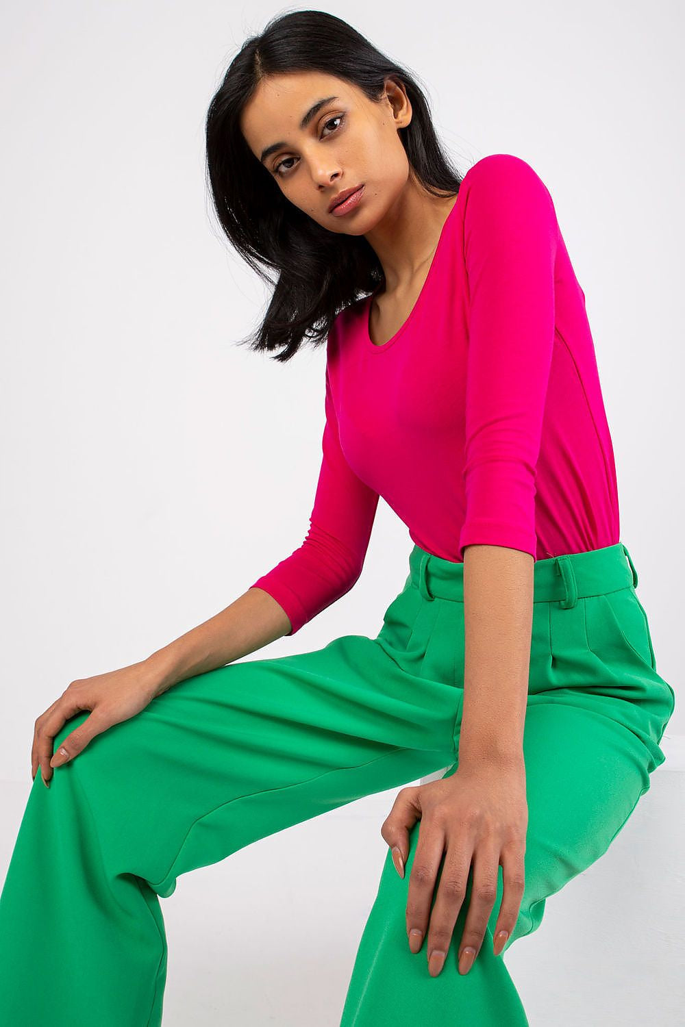 Rosa / XS T-shirt in cotone manica 3/4 - 162856