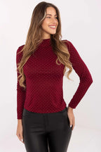 T-shirt da donna con collo alto e maniche lunghe - 219369