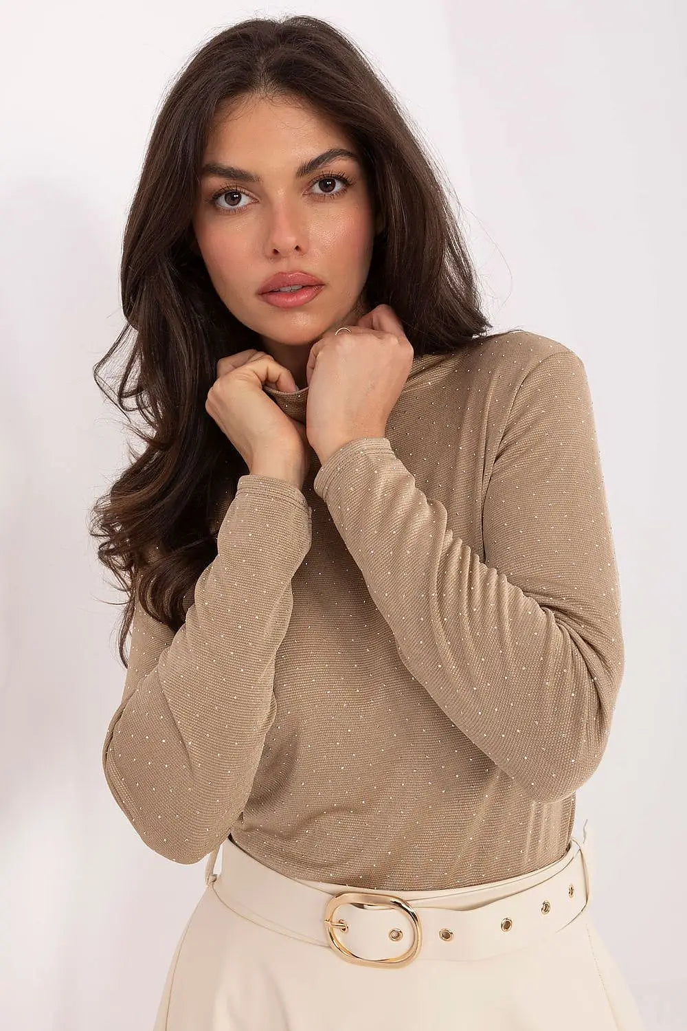 T-shirt da donna con collo alto e maniche lunghe - 219369