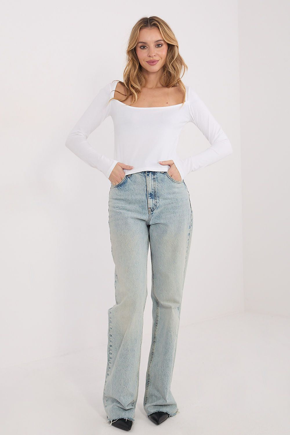 T-shirt donna 100% cotone scollo quadro - 224674