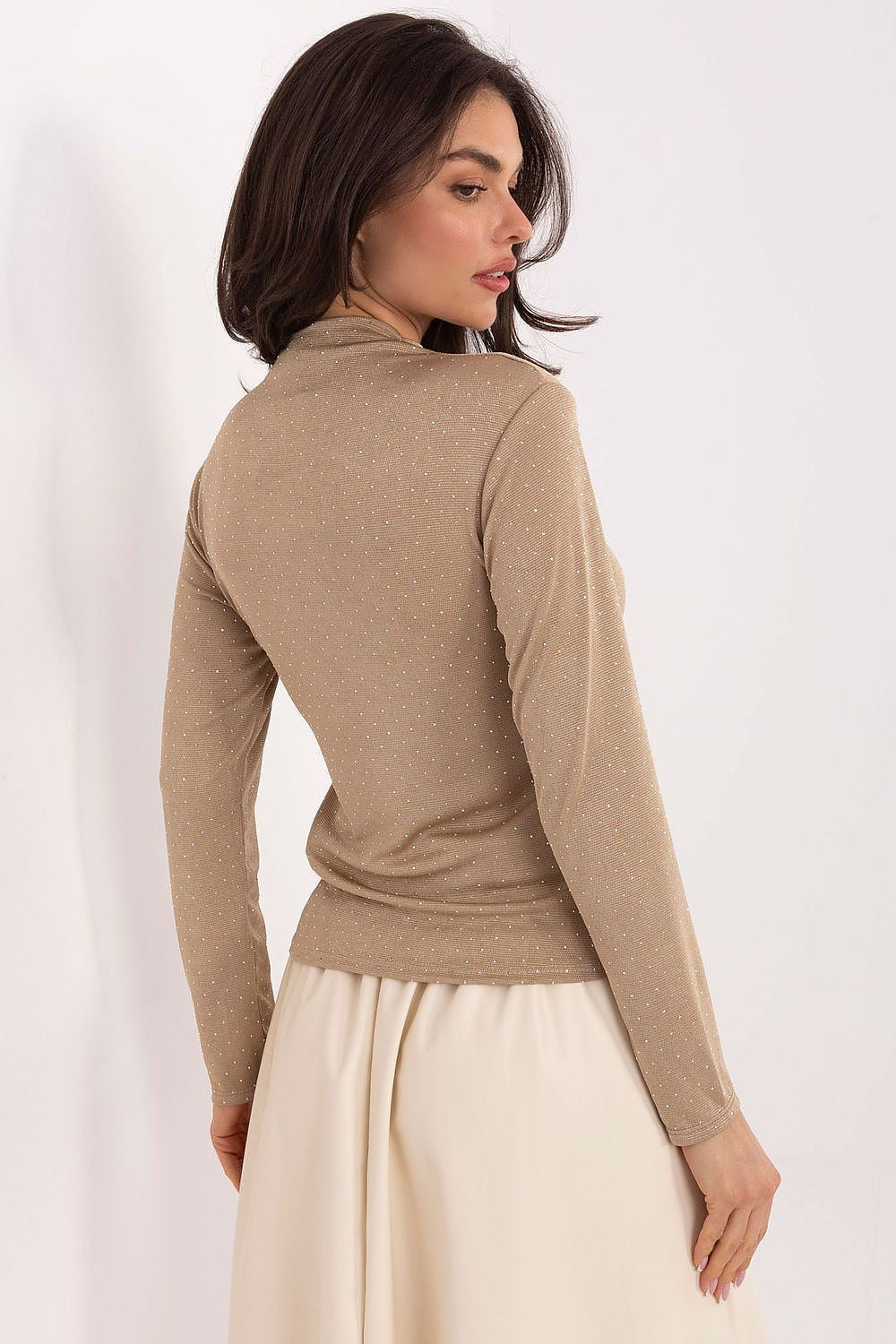 T-shirt da donna con collo alto e maniche lunghe - 219369