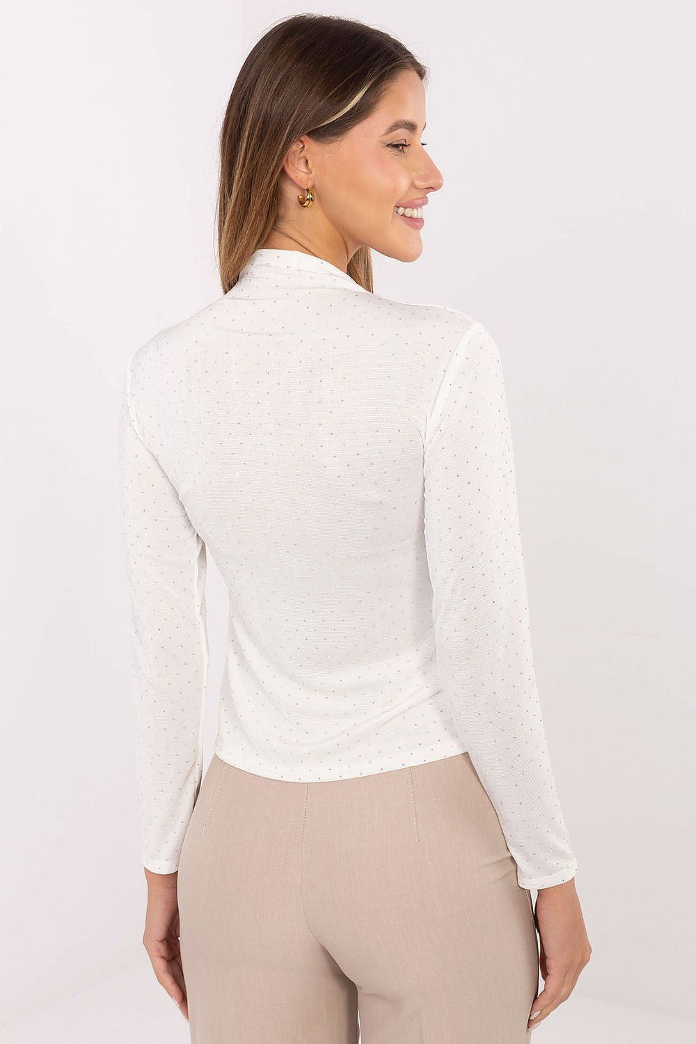 T-shirt da donna con collo alto e maniche lunghe - 219369