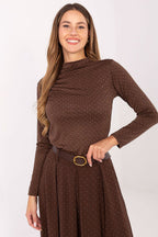 Marrone / Universale T-shirt da donna con collo alto