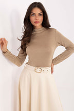 Beige / Universale T-shirt da donna con collo alto