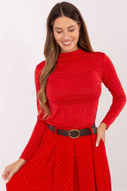 Rosso / Universale T-shirt da donna con collo alto