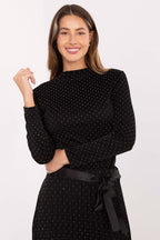 Nero / Universale T-shirt da donna con collo alto e maniche