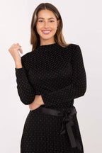 Nero / Universale T-shirt da donna con collo alto e maniche