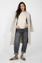 T-shirt da donna in cotone elastan con maniche a 3/4 pizzo