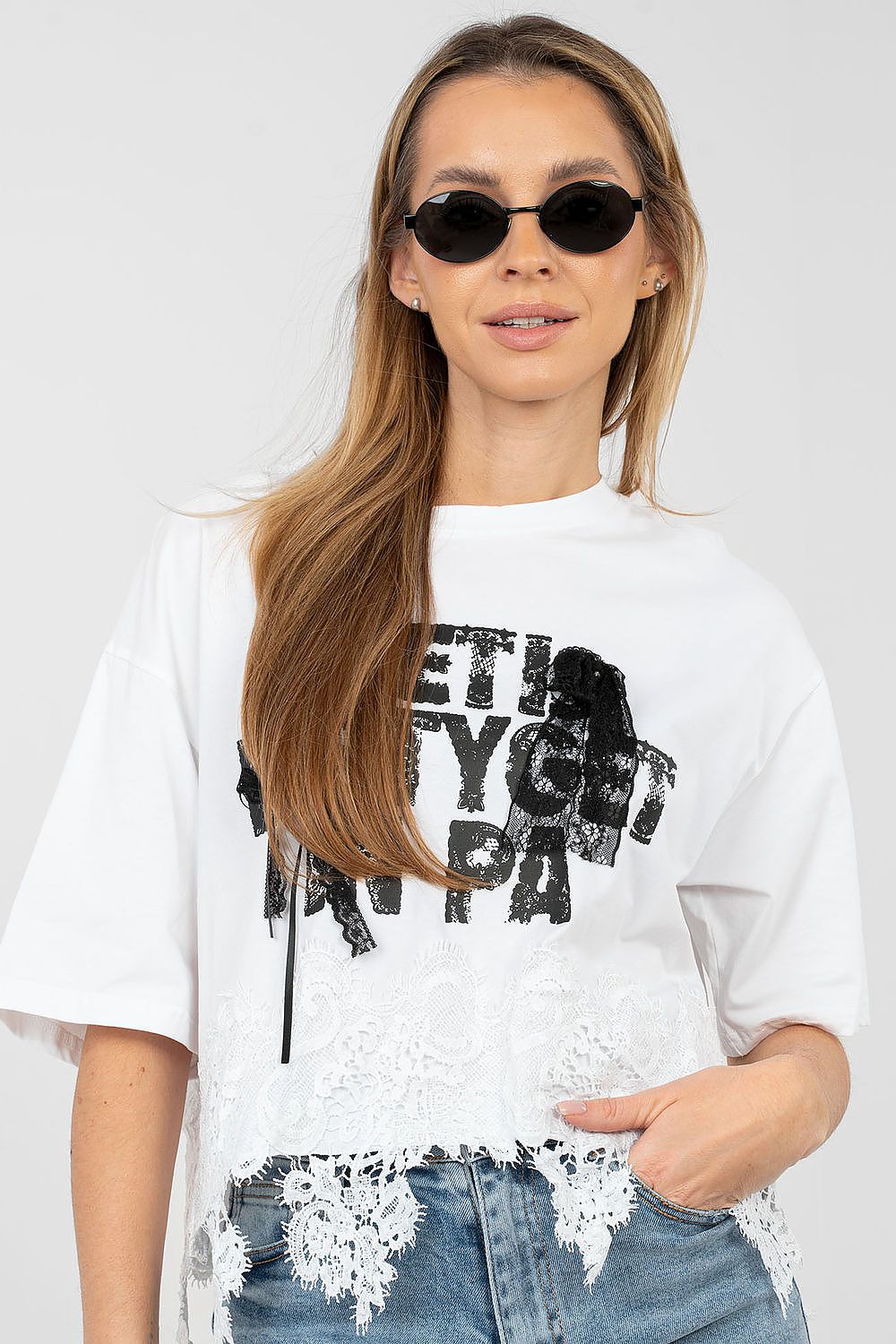 T-shirt donna in cotone elasticizzato - 223735