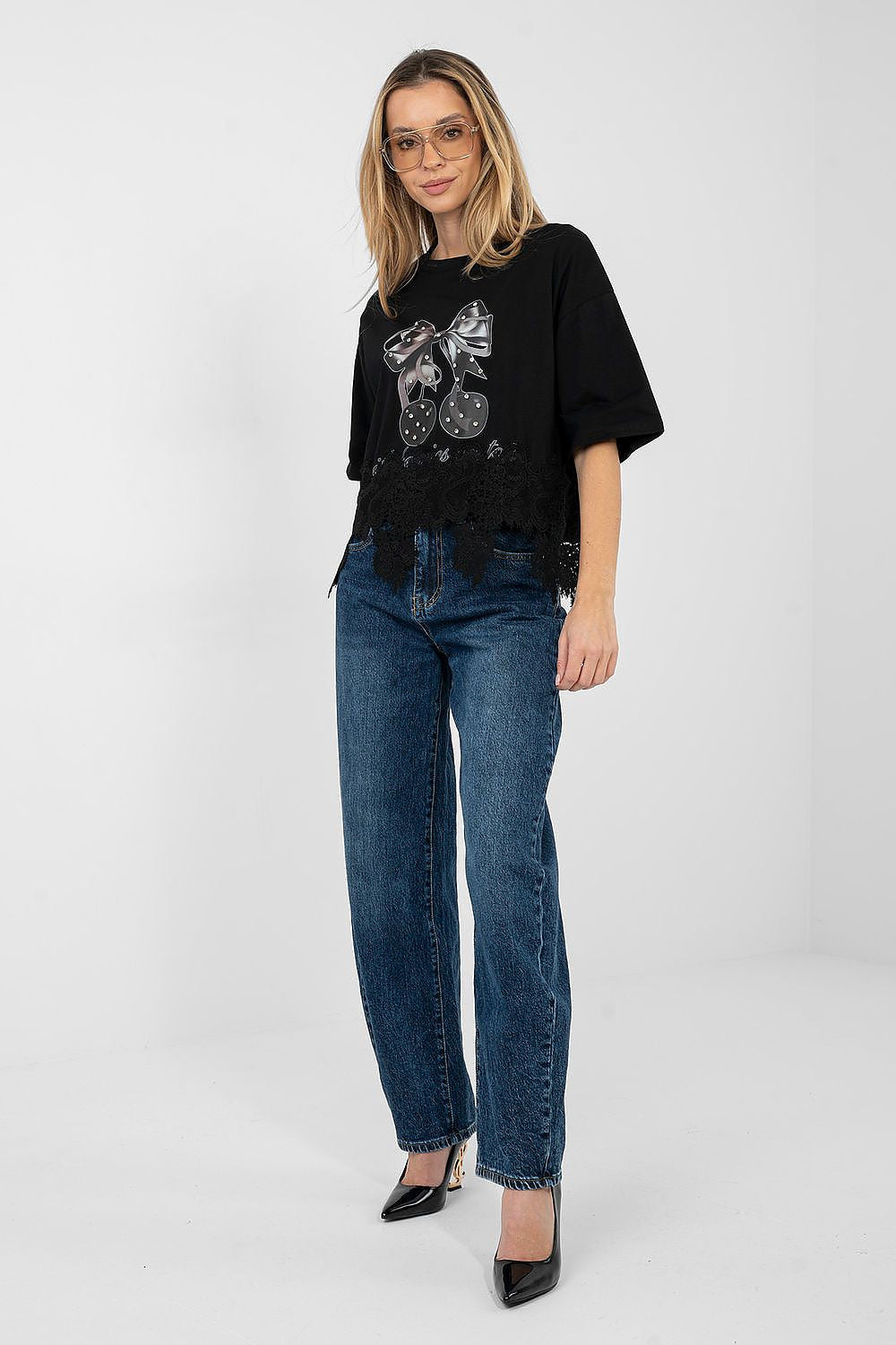 T-shirt da donna in cotone elasticizzato - 223737