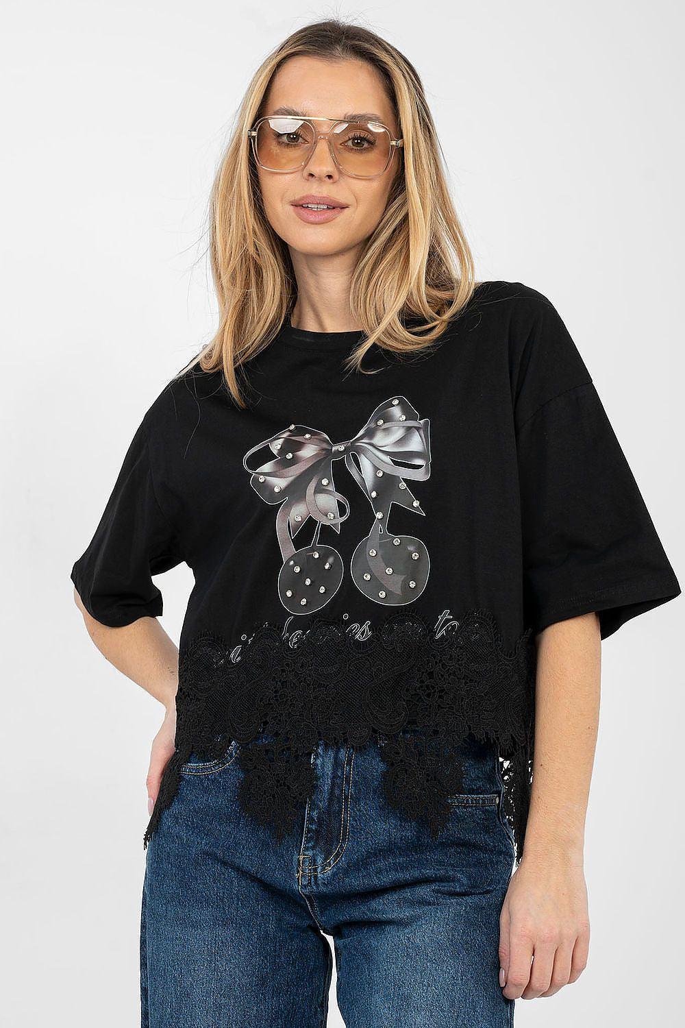 T-shirt da donna in cotone elasticizzato - 223737