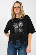 T-shirt da donna in cotone elasticizzato - 223737