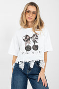 T-shirt da donna in cotone elasticizzato - 223737