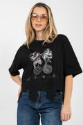 T-shirt da donna in cotone elasticizzato - 223737