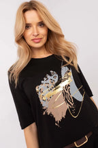 T-shirt donna in cotone elasticizzato - 208570