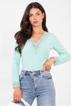 Verde / Universale T-shirt elasticizzata scollo a V - 223494