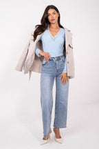 T-shirt elasticizzata scollo a V - 223494