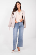 T-shirt elasticizzata scollo a V - 223494