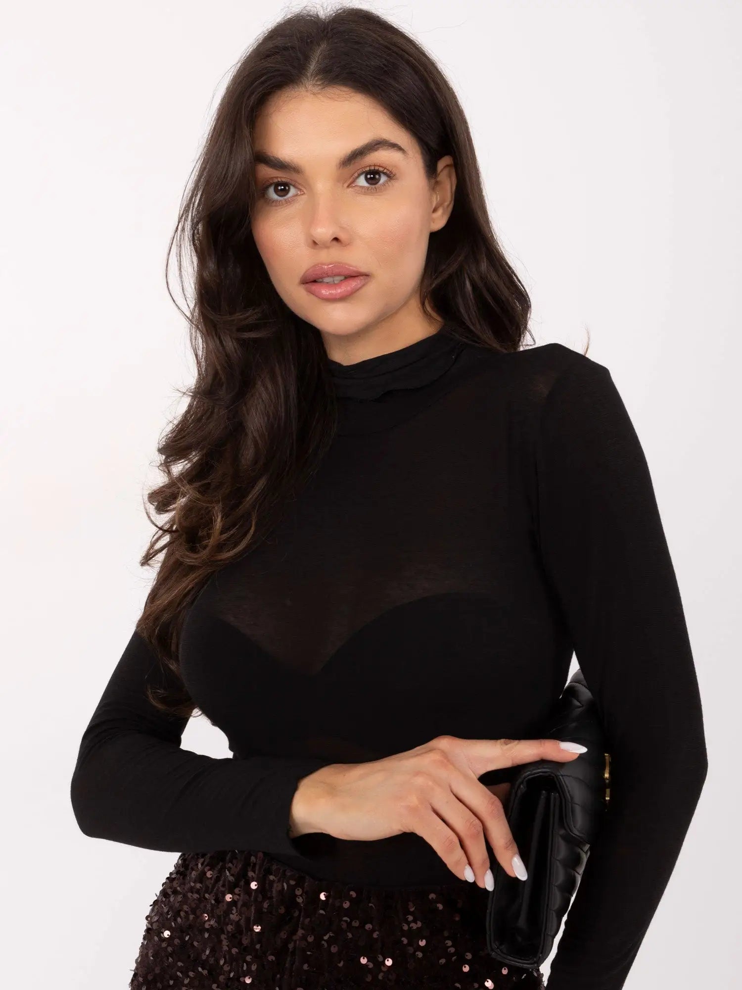 T-shirt in viscosa e cashmere collo alto - 221350