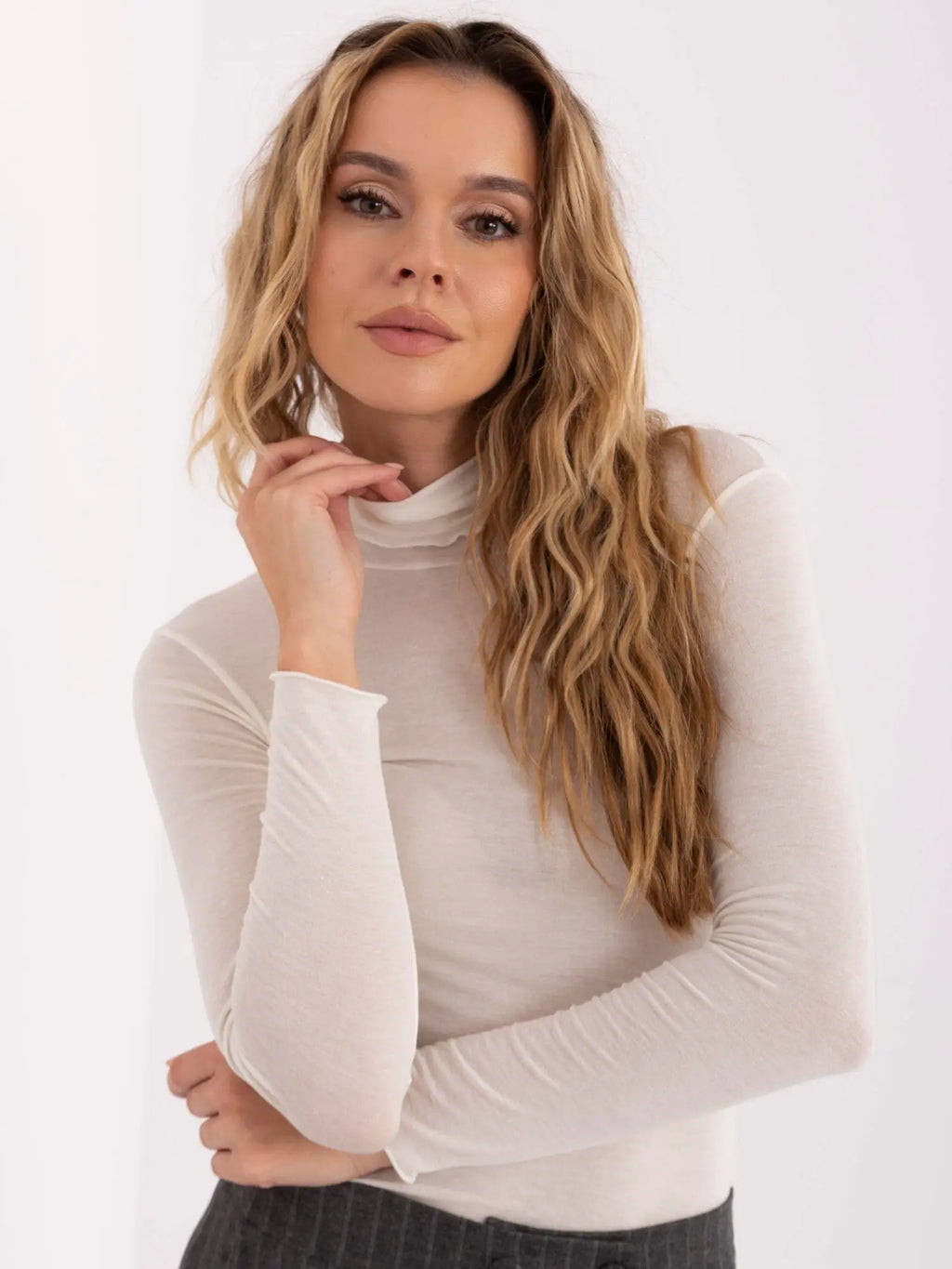 T-shirt in viscosa e cashmere collo alto - 221350