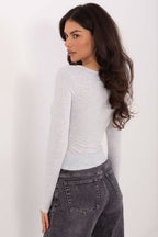 T-shirt maniche lunge in cotone scollo a V - 224679