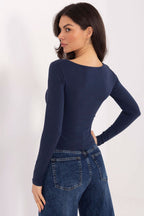 T-shirt maniche lunge in cotone scollo a V - 224679
