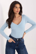 Azzurro / Universale T-shirt maniche lunge in cotone scollo