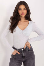 Grigio / Universale T-shirt maniche lunge in cotone scollo
