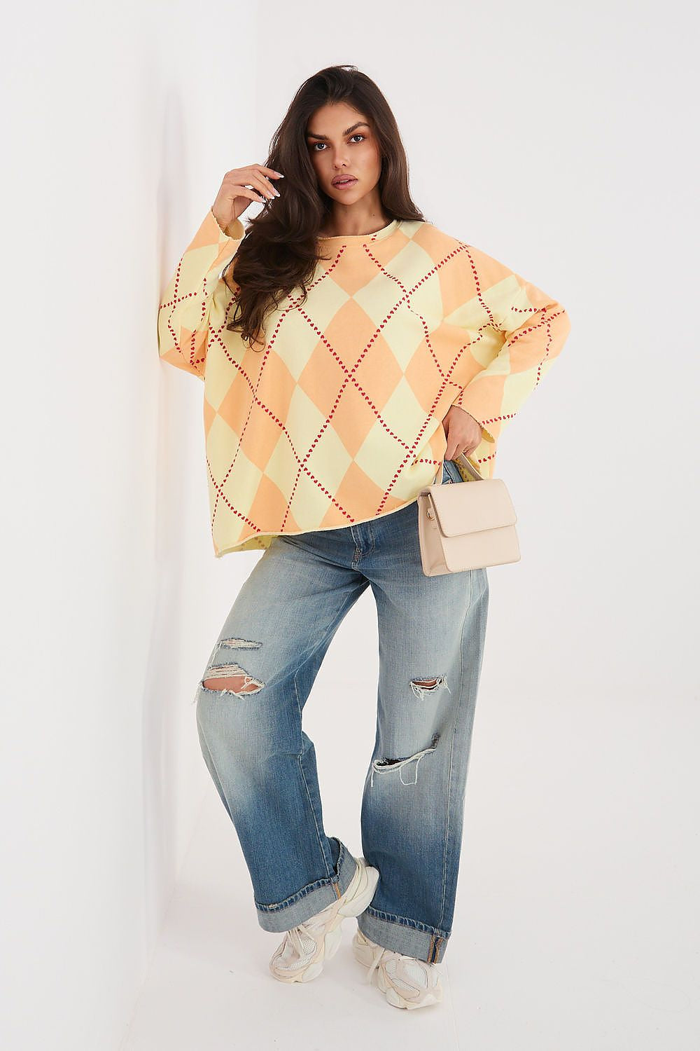 T-shirt Oversize Donna con Motivo Geometrico - LUNA