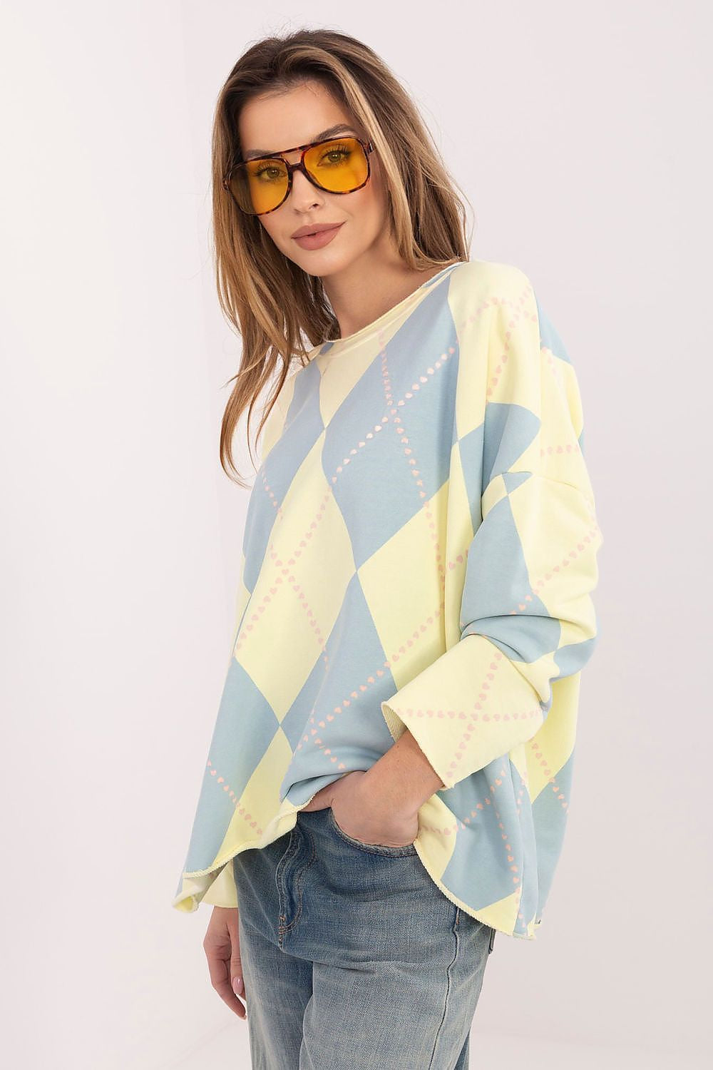 T-shirt Oversize Donna con Motivo Geometrico - LUNA