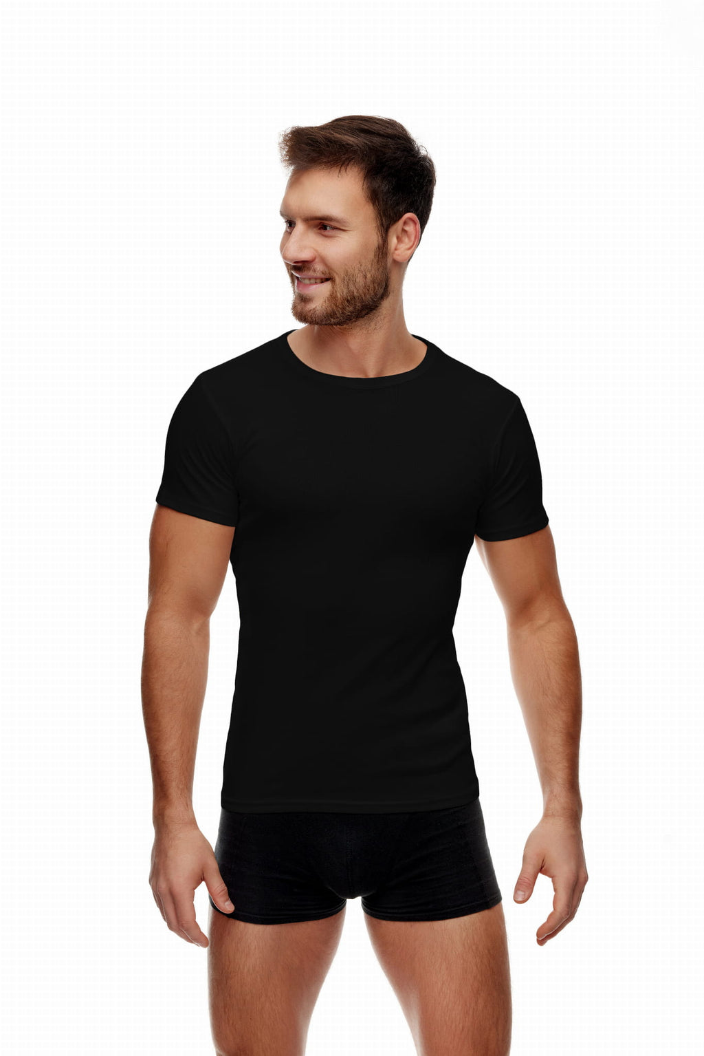 Nero / M T-Shirt da Uomo Classica in Puro Cotone - BP005