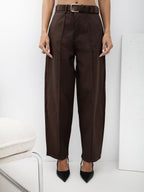 Tatiana - Pantaloni da Donna Modello Carrot a Vita Alta 7/8