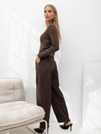 Tatiana - Pantaloni da Donna Modello Carrot a Vita Alta 7/8