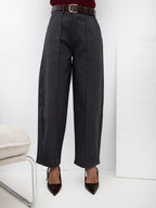 Tatiana - Pantaloni da Donna Modello Carrot a Vita Alta 7/8