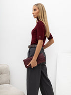 Tatiana - Pantaloni da Donna Modello Carrot a Vita Alta 7/8