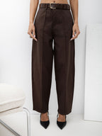 Tatiana - Pantaloni da Donna Modello Carrot a Vita Alta 7/8