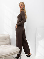 Tatiana - Pantaloni da Donna Modello Carrot a Vita Alta 7/8