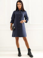 Tatum - Abito Camicista Corto in Denim di Cotone